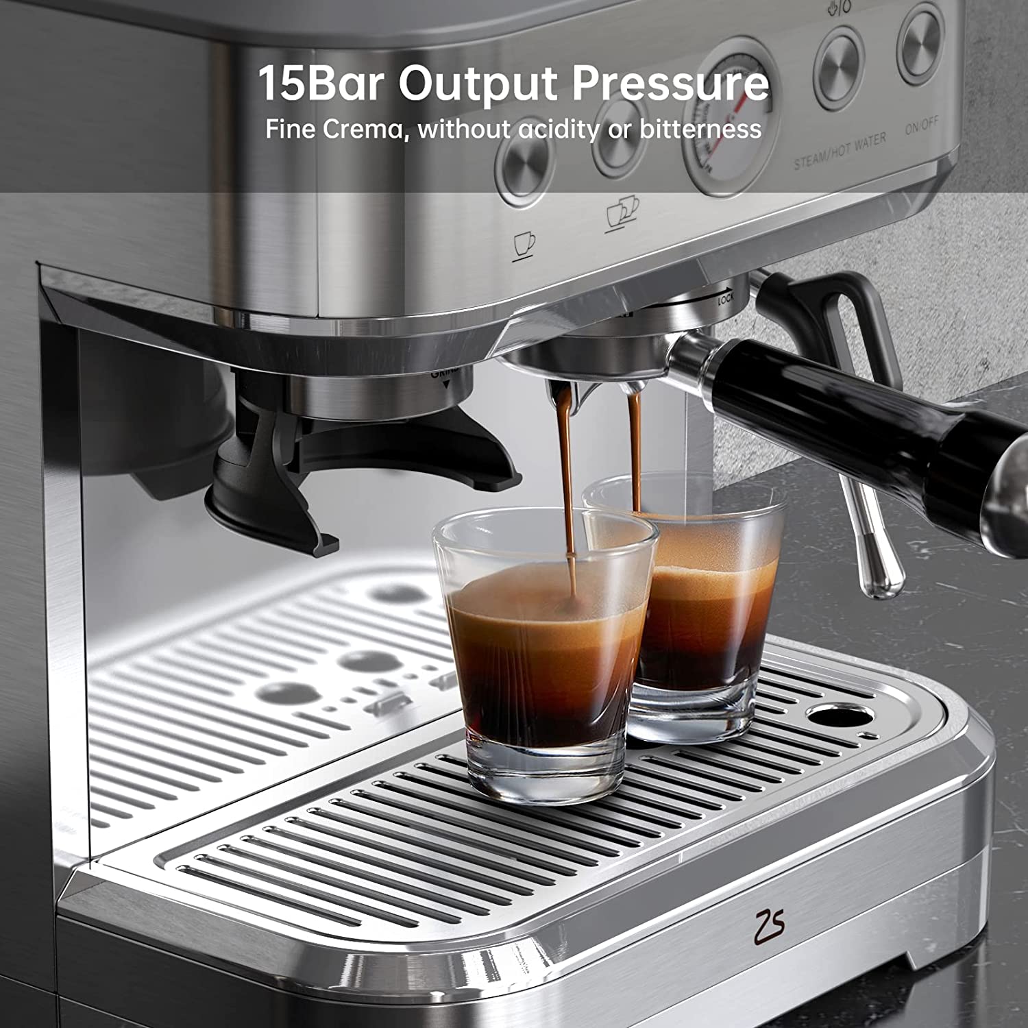 Zstar Espresso Machine with Milk Frother and Grinder