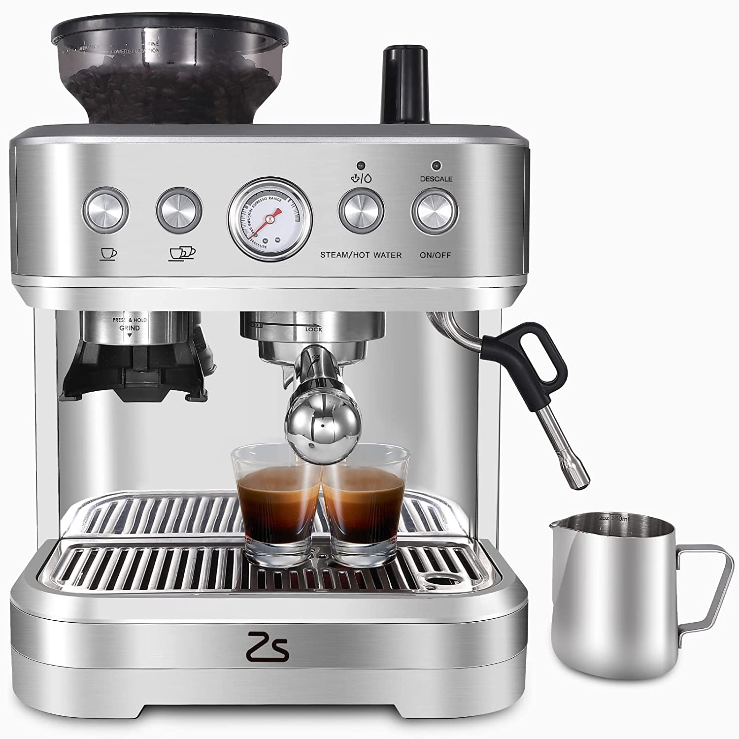 Zstar Espresso Machine with Milk Frother and Grinder