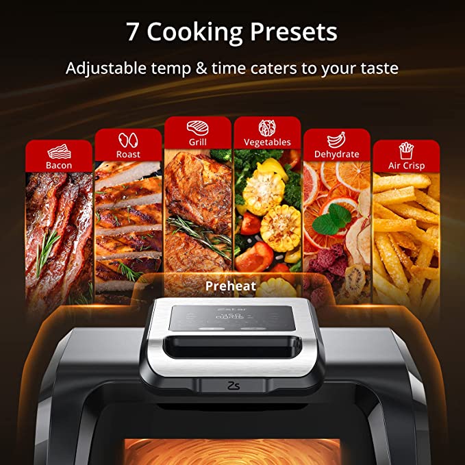 Indoor Grill Air Fryer Combo with See-Through Window, Zstar 7-in-1